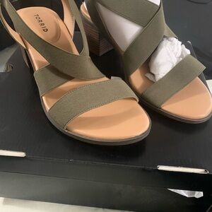 Torrid Olive Elastic Strap Wedge Sandals